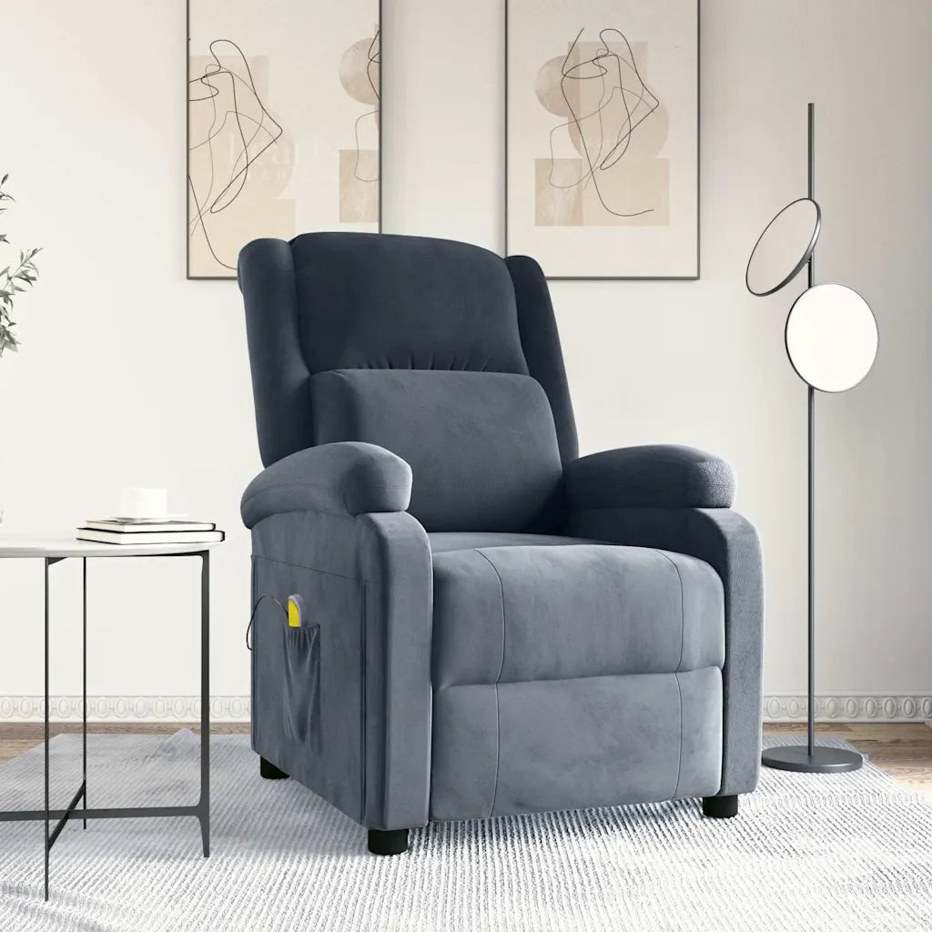 Divano Sedia-Poltrona Massaggiante Grigio Scuro in Velluto