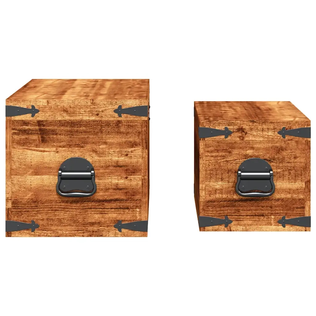 Casse di Stoccaggio 2 pz in Legno Ruvido di Mango CFW8294317