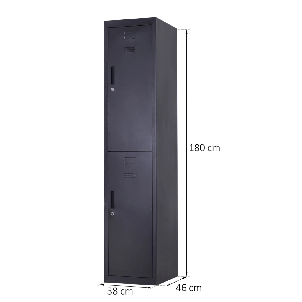 Armadio metallico a 4 ripiani con 2 ante ¨C zephmum ¨C 38x46x180cm, nero