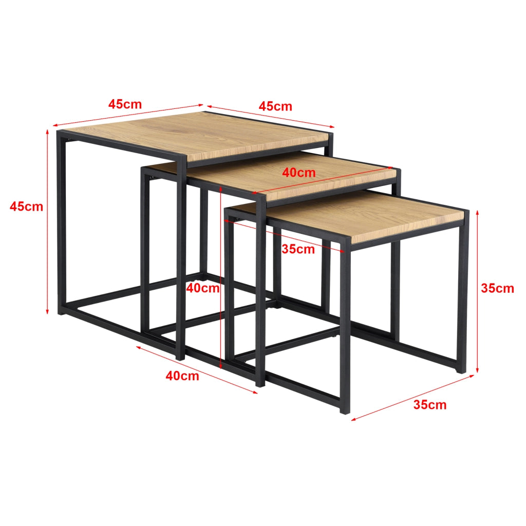 Set da 3 Tavolini Bassi da Salotto/Sale di Attesa/Camera da Letto - Tavolini Sovrapponibili a Forma di Cubo in