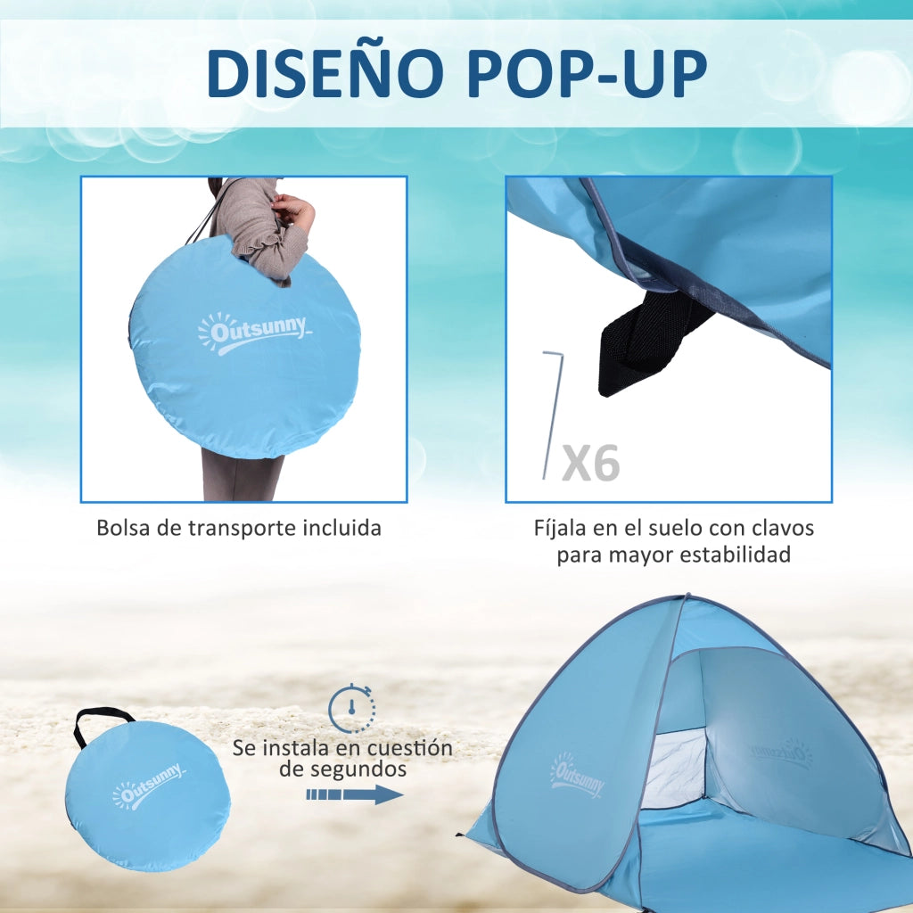 Tienda da spiaggia pop-up per 2-3 persone con protezione UV ¨C Zephmum ¨C 200x150x119 cm blu