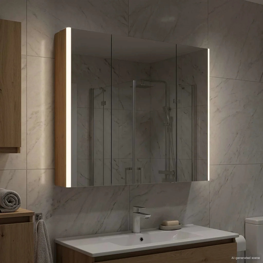 Mobiletto per specchio da Bagno | Armadio da bagno Rovere Artigianale