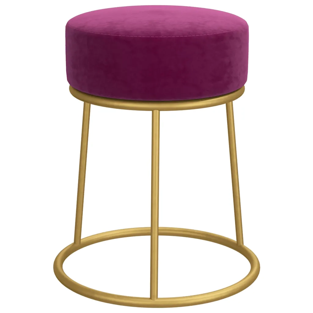 Sgabello Rotondo Viola in Velluto 340258