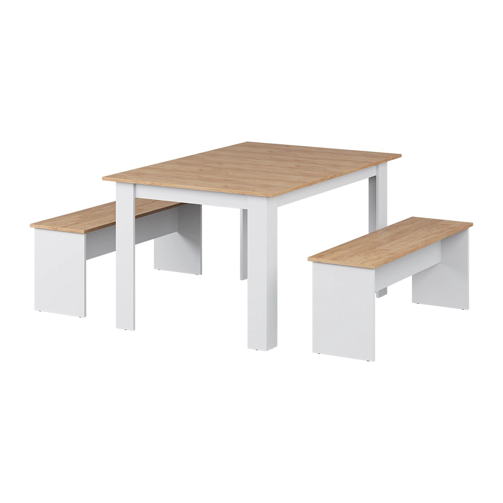 Vicco Set di panche ad angolo Rovere bianco/dorato 137.6 x 92.8 cm con 2 panche