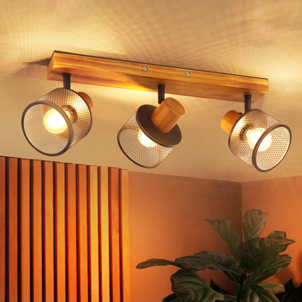 ZMH Faretto da soffitto nero 3 luci E14 stile industriale vintage in metallo ideale per soggiorno lampadine non incluse