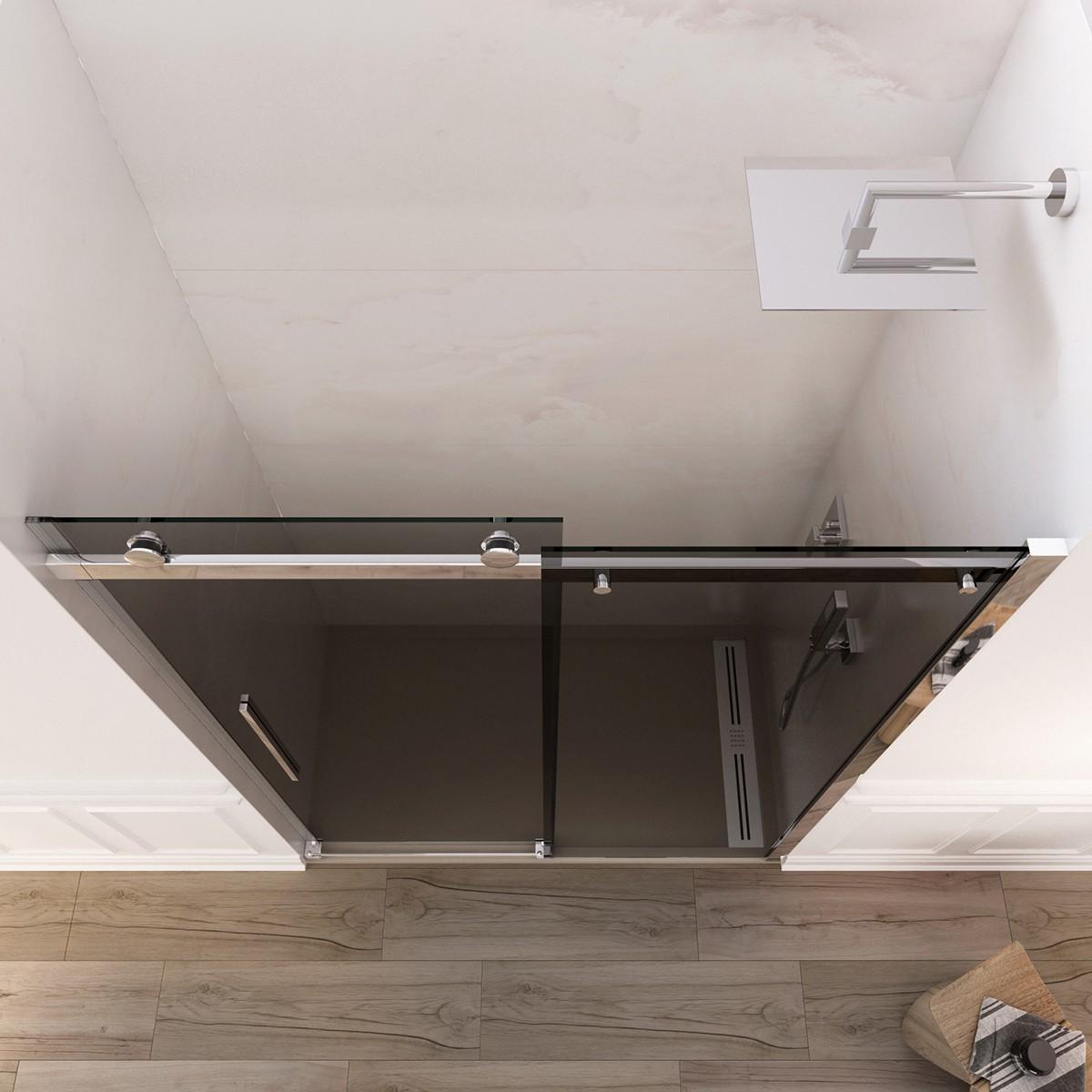 Porta Parete Doccia 140 cm 1 Anta Scorrevole in Cristallo Fumè 8mm H195 Bonussi Livia