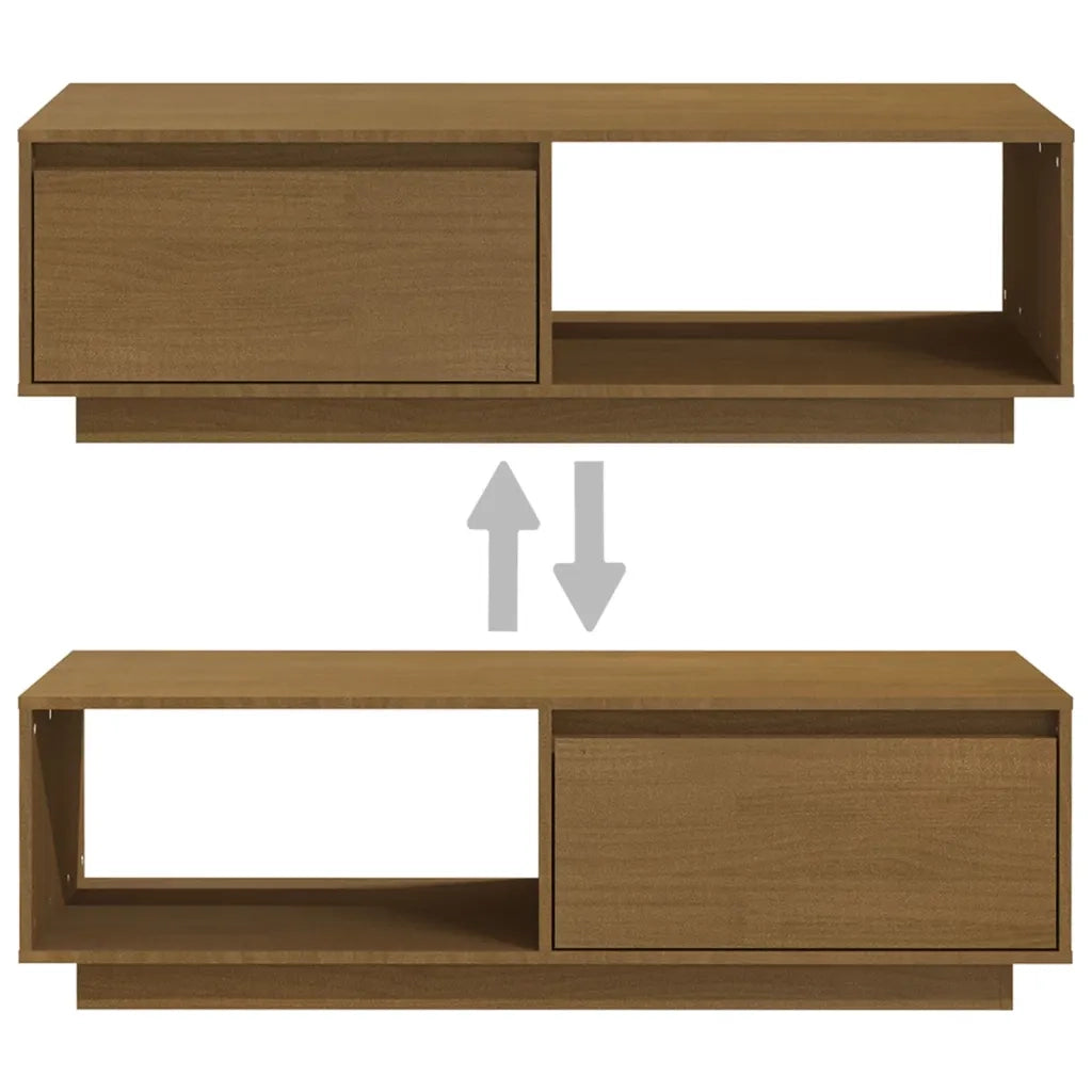 Tavolino Marrone ambra 110x50x33,5 cm in Legno Massello di Pino 809885