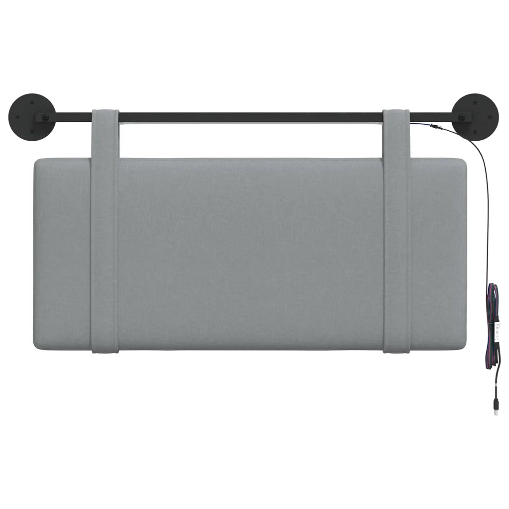 Testiera sospesa Con luce LED Grigio Chiaro Tessuto 3423817