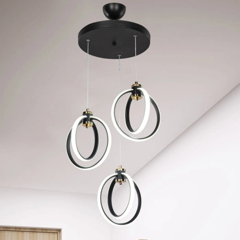 Lampada a sospensione Felicia tre punti luce cerchi LED ASZ1593