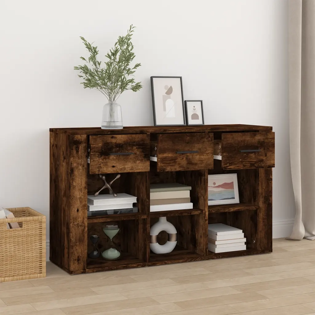 Credenza | Madia | Buffet da pranzo | Armadio da pranzo Rovere Fumo 100x30x59,5 cm in Legno Multistrato