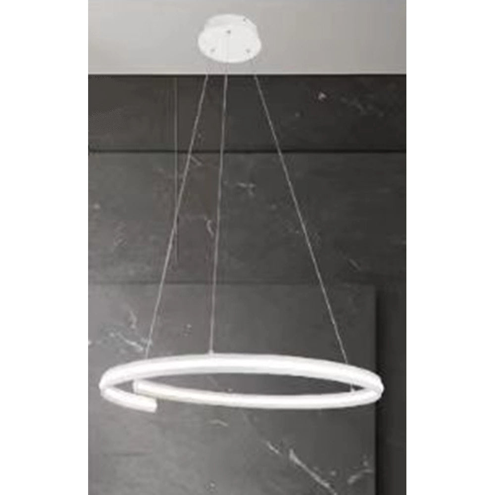 Trade Shop - Lampadario Led Moderno A Semicerchio 100w A Sospensione Luce 4000k 70cm Bianco 33436 -