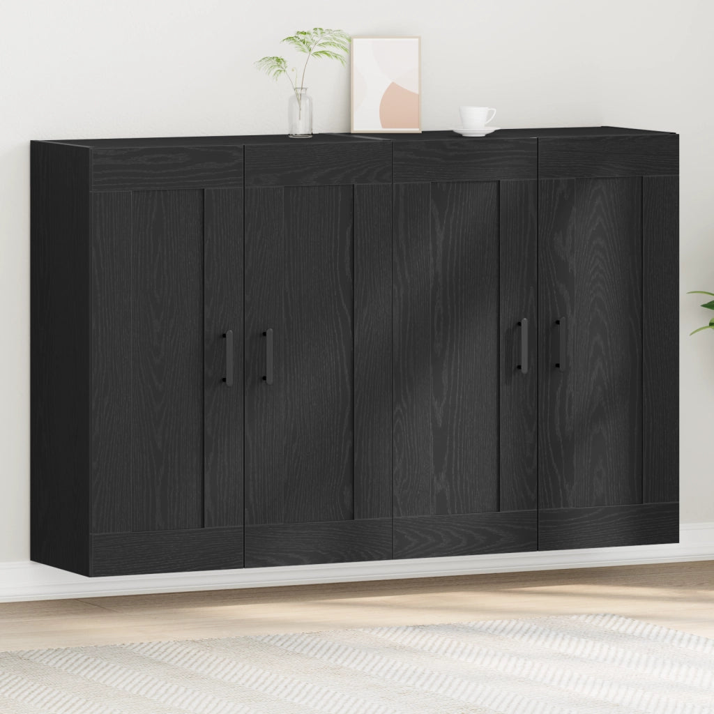 Cabinet a muro 2 pz Rovere nero Legno ingegnerizzato