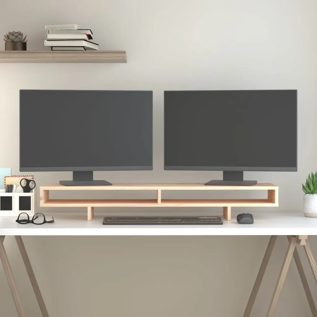 Supporto per Monitor 100x27x14 cm in Legno Massello di Pino 814004