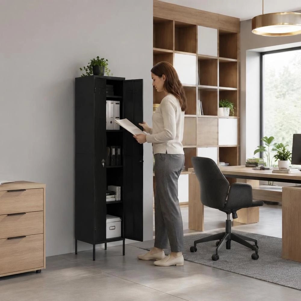 Locker Cabinet, Black, 35x46x180 Cm, Steel