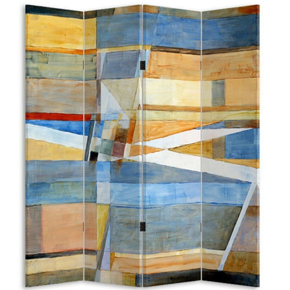 Paravento Separe 4 Pannelli Stampa Fronte Retro Quadro Astratto Divisori 180x160