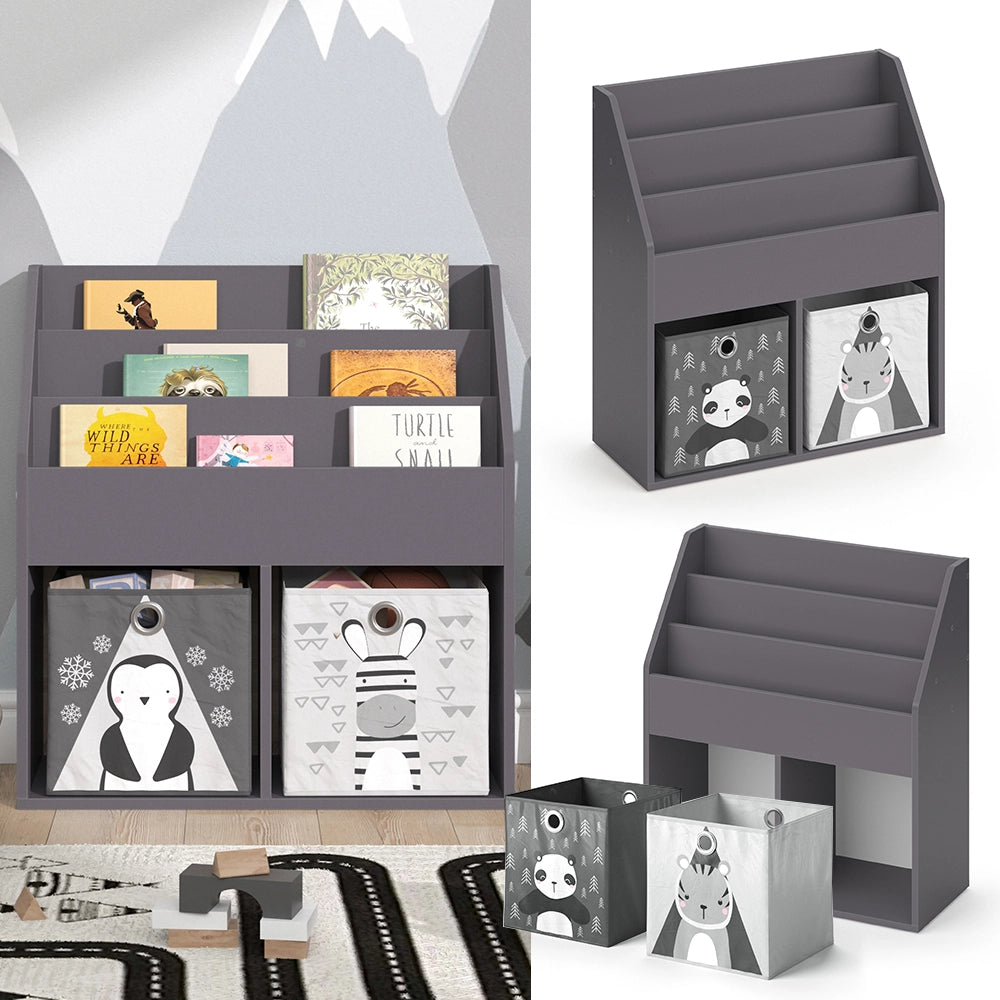 Vicco Libreria bambini Grigio 30.7 x 79 cm con 2 scatole pieghevoli opt.2