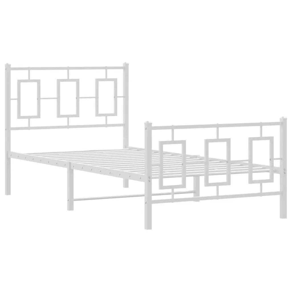 Giroletto con Testiera e Pediera Metallo Bianco 90x200 cm 374301
