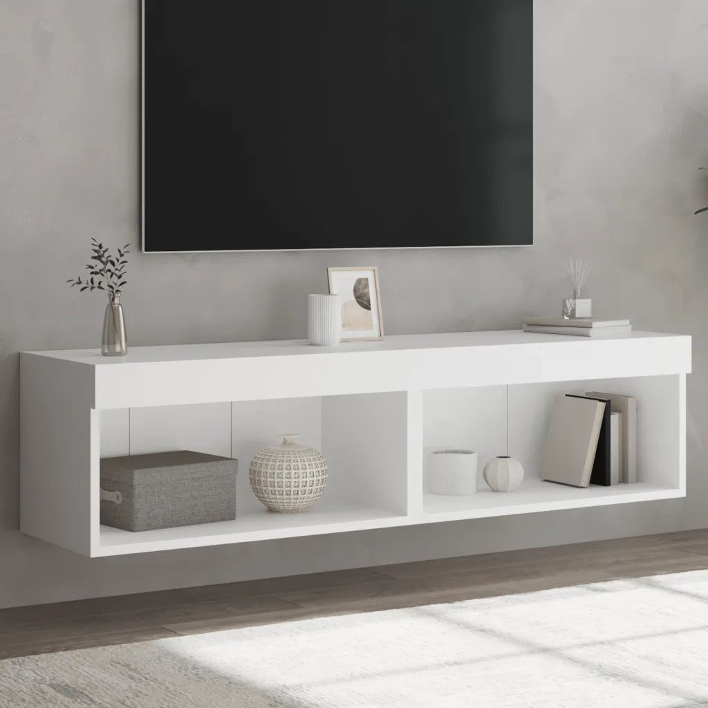 Mobili TV con Luci LED 2pz-Set di 2 Credenza per TV Bianchi 60x30x30 cm