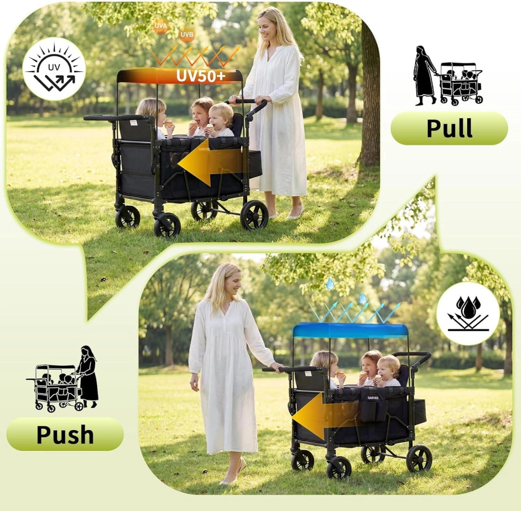 Carrello pieghevole a 4 posti per bambini.