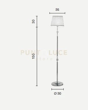 PIANTANA LIVIA CROMO E TORTORA E TRASPARENTE 1 LUCE ATTACCO E27 H.150+30CM