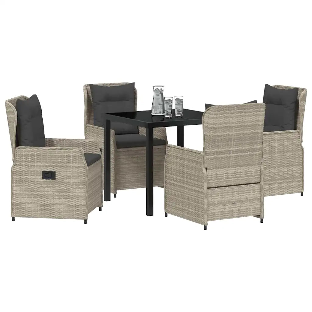 Set da Pranzo per Giardino 5 pcs Grigio chiaro polyrattan 3380975