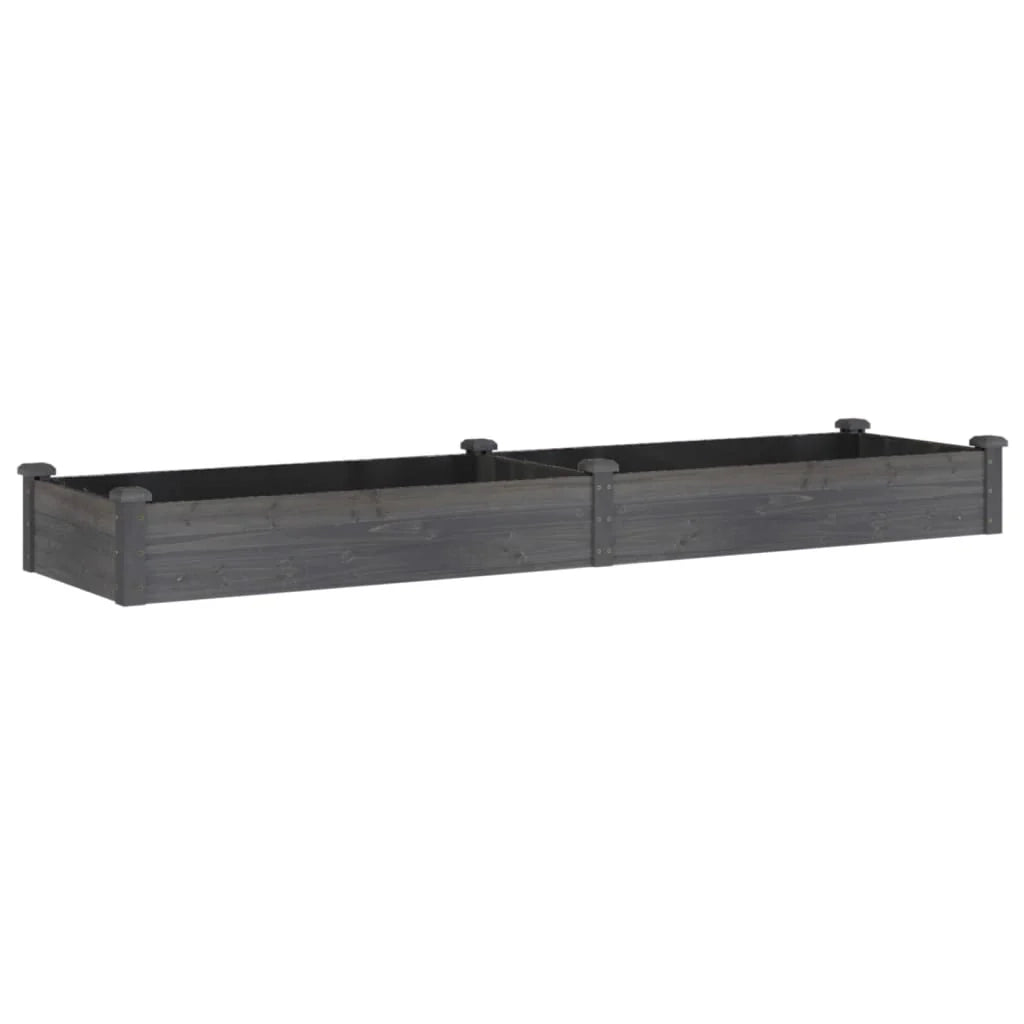 Fioriera rialzata per piante fiori patio giardino rivestimento 240 x 60 x 25 cm legno massello di abete grigio 02_0039846