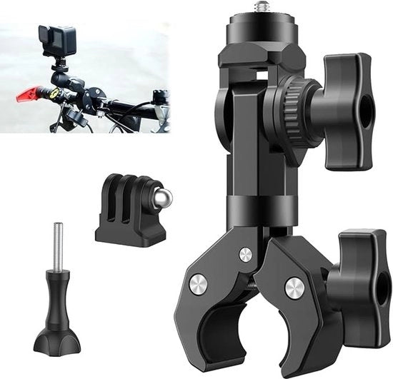 Montacaricamera universale per bicicletta e motocicletta - supporto 360° regolabile con doppia fissazione