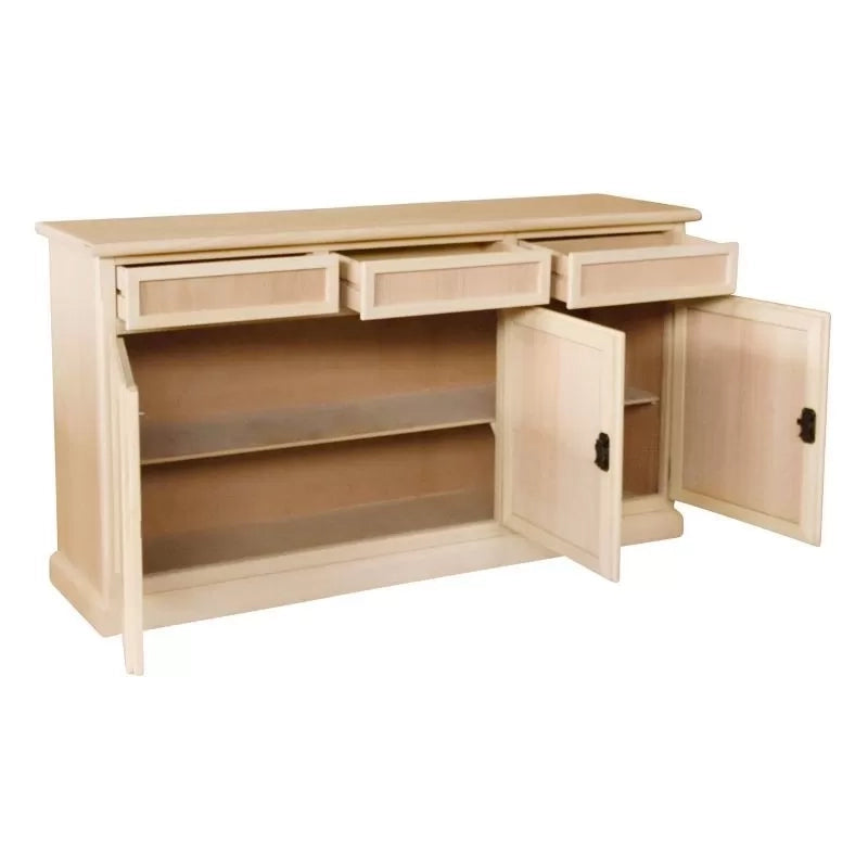 Madia credenza in legno grezza 3 ante  l.156 p.42 h.86 - Mobili 2G