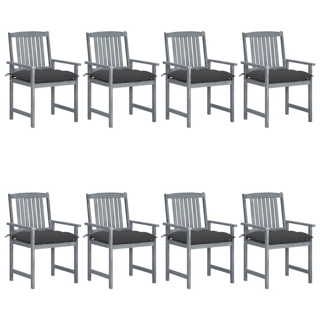 Sedie da Giardino con Cuscini 8 pz in Massello di Acacia Grigie cod mxl 9239