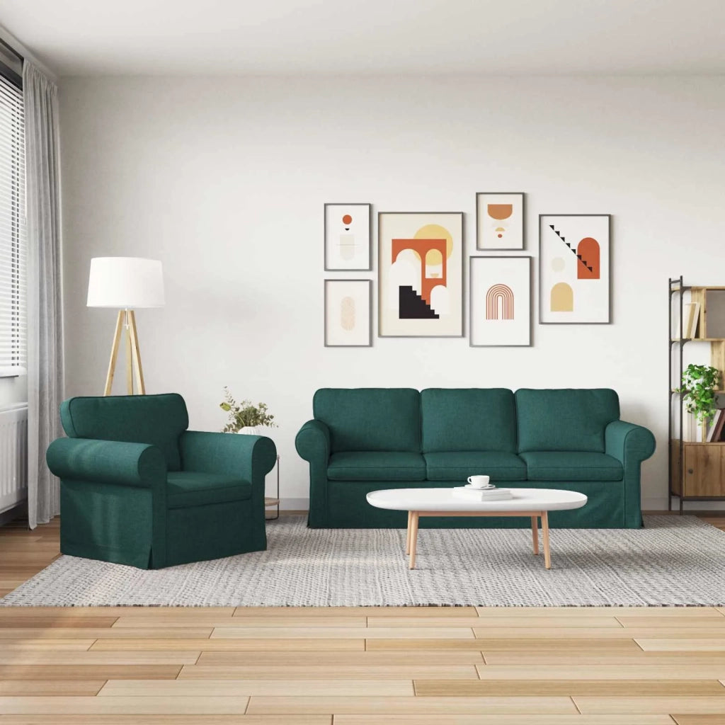 Set di divani 2 pcs Verde Scuro 215 x 82 x 80 cm Tessuto