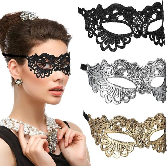 Tre pezzi di maschera a forma di angolo, maschera veneziana per signora - maschera sexy per occhi per Halloween, carnevale, costume da ballo party