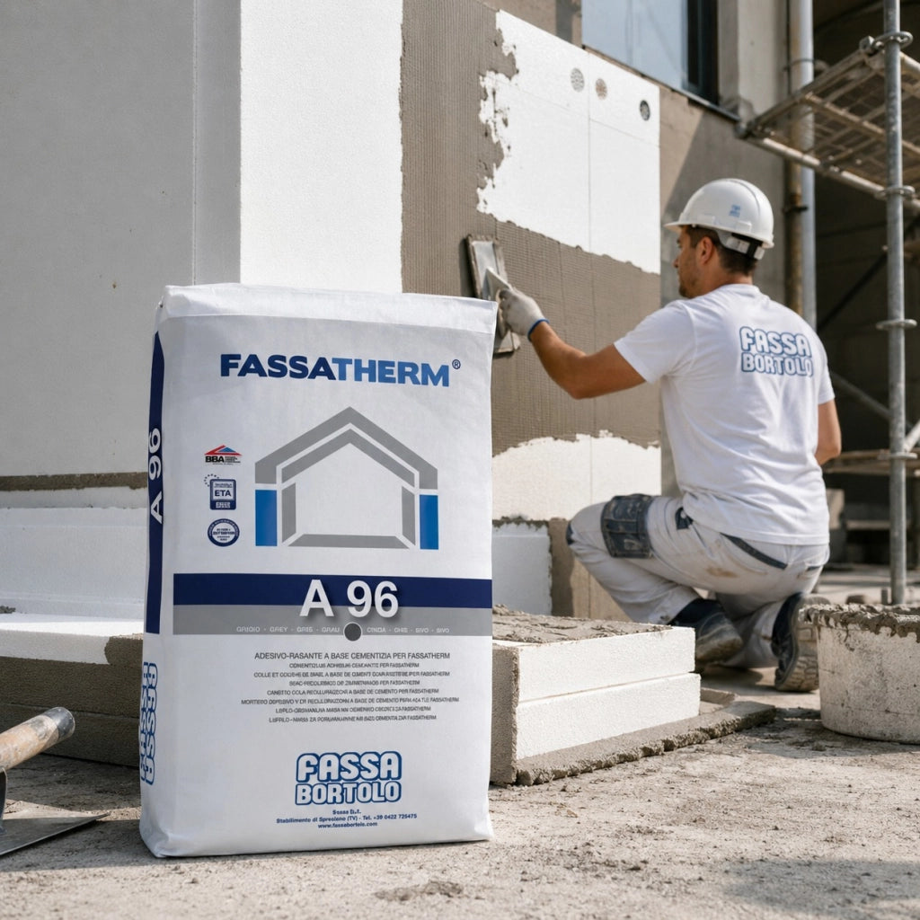 Fassa a 96 collante rasante fibrato per cappotto polistirolo e sughero 25 kg