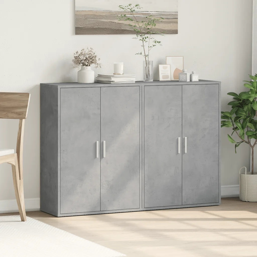 Credenze 2 pz | Madia | Buffet da pranzo | Armadio da pranzo Grigio Cemento 60x31x84 cm in Legno Multistrato