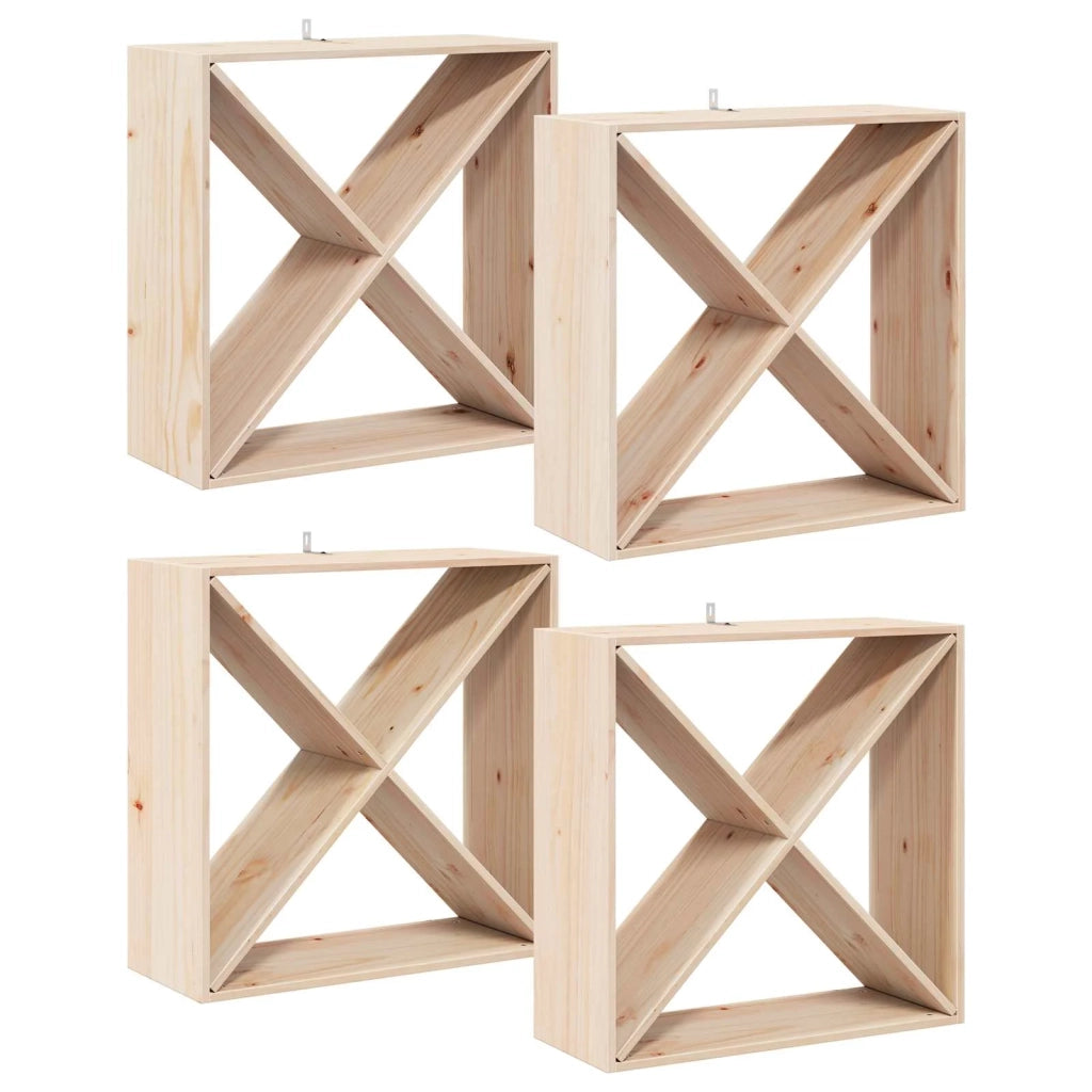 Portabottiglie 4 pcs Naturale 62 x 25 x 62 cm Pino massello 893316