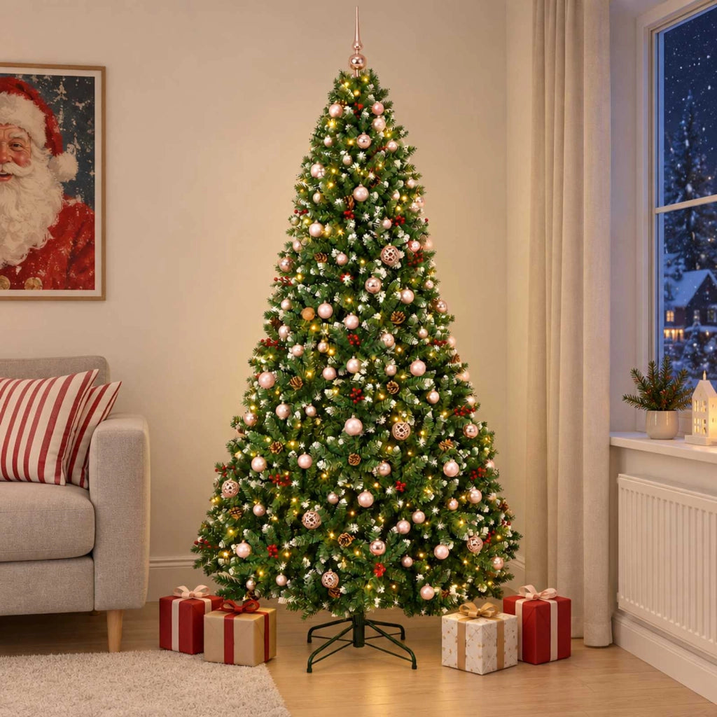 Albero di Natale artificiale verde con palline 210 cm 300 LED 3466738