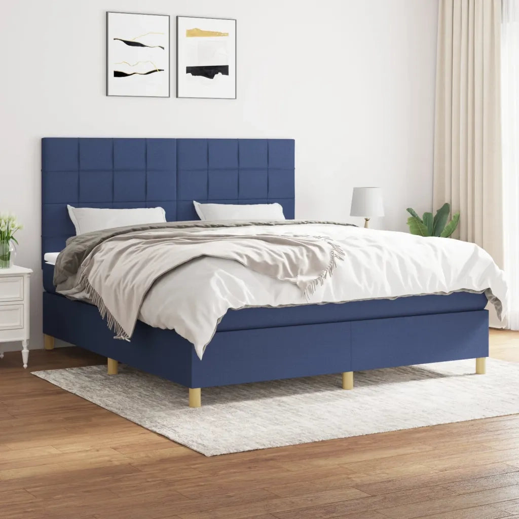 Giroletto a Molle con Materasso Blu 160x200 cm in Tessuto 3142351
