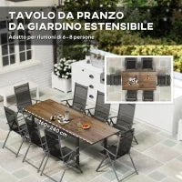 Tavolo da Giardino Allungabile da 160-240 cm per 6-8 Persone Rettangolare in Acciaio e Alluminio, Effetto Legno