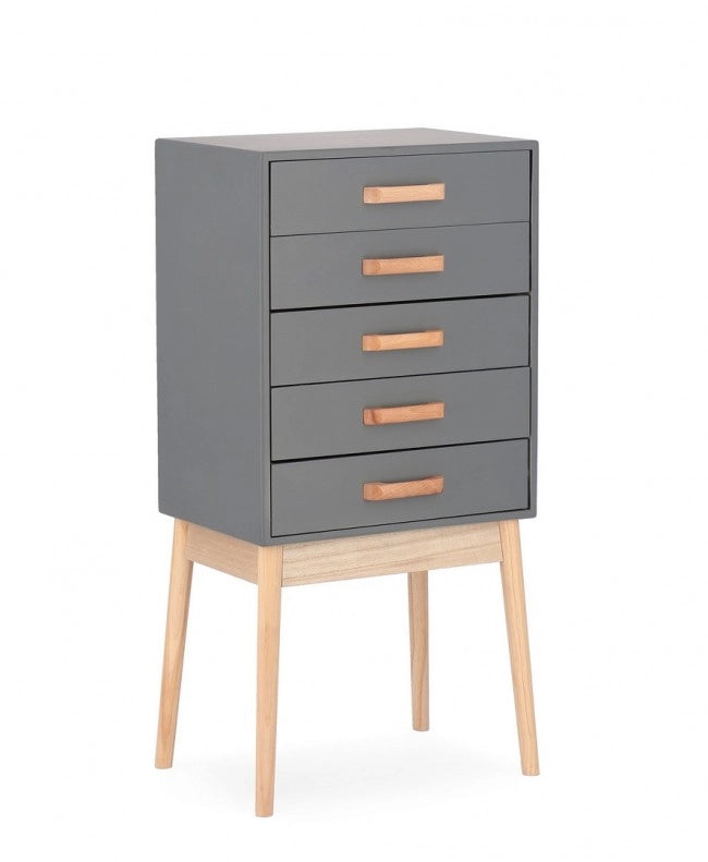Cassettiera 5 Cassetti Legno Grigio Moderna da Interno - EXCEPTIONAL