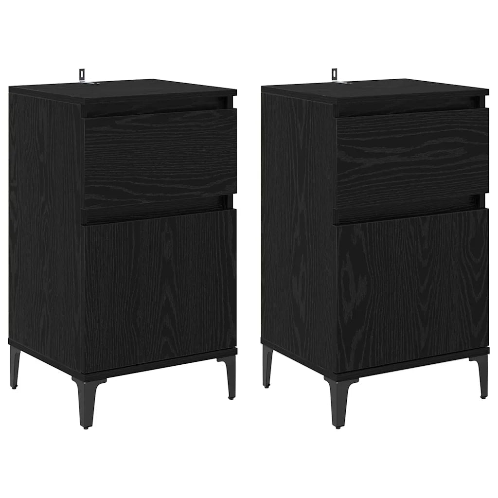 Armadio da Notte con cassetto 2 pcs Rovere Nero 40 x 35 x 70 cm 881256