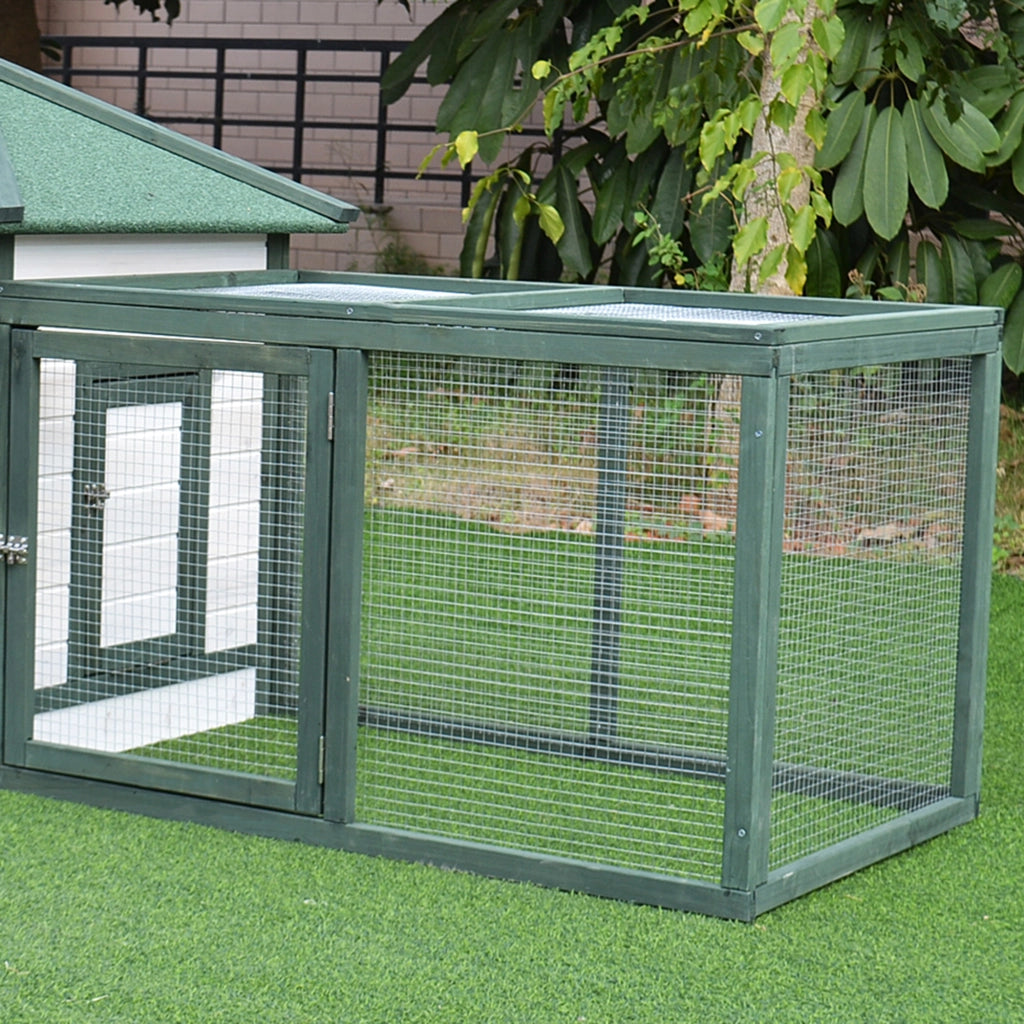 Pollaio da Giardino in Legno con Rampa ¨C zephmum ¨C 196x76x97cm Bianco Verde