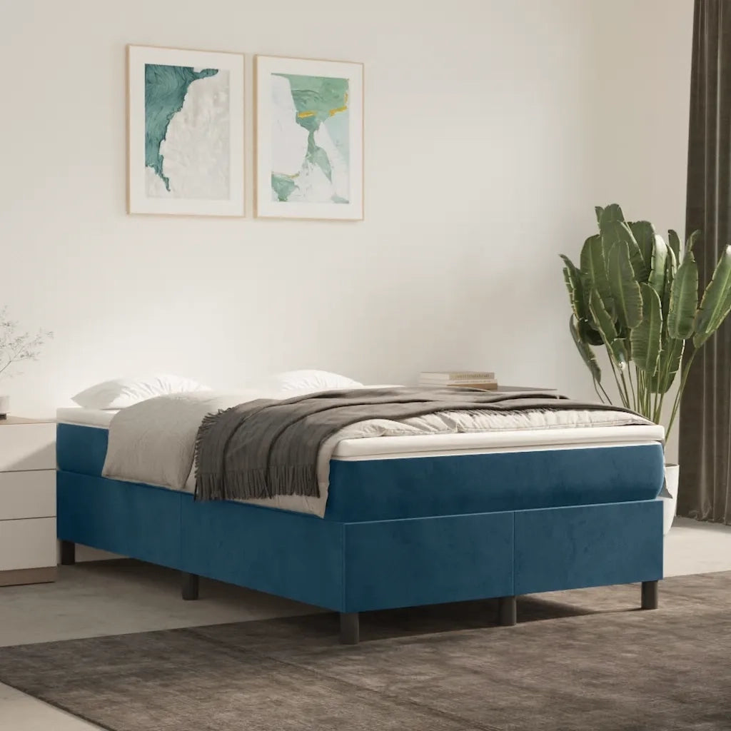 Struttura Letto a Rete a Molle Blu Scuro 120x200 cm in Velluto 3121112