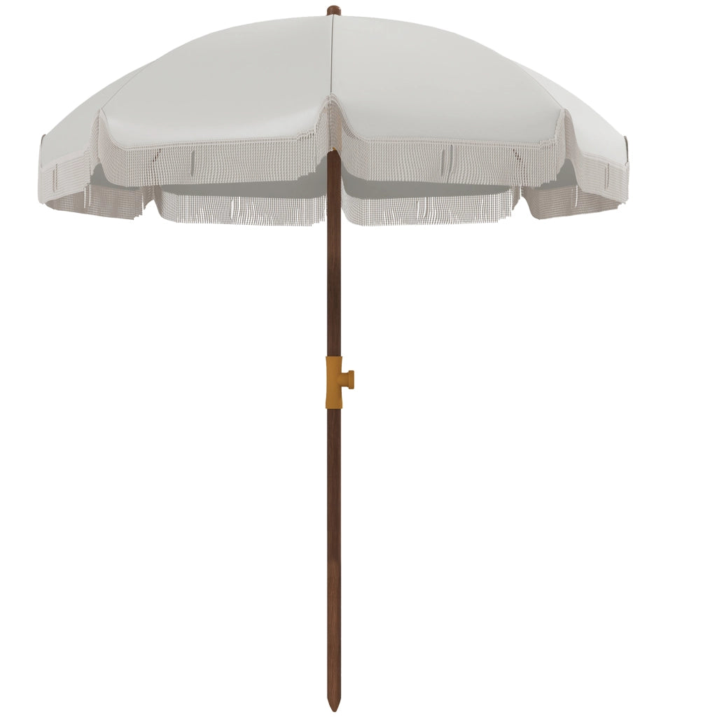 Ombrellone da esterno rotondo con frangia e protezione UV 40+ ¨C zephmum ¨C grigio chiaro