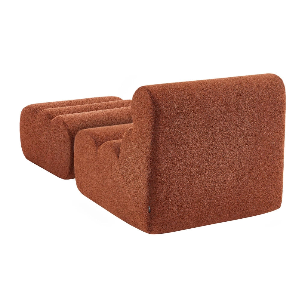 Poltrona bouclé testurizzata con poggiapiedi, 1 posto, terracotta