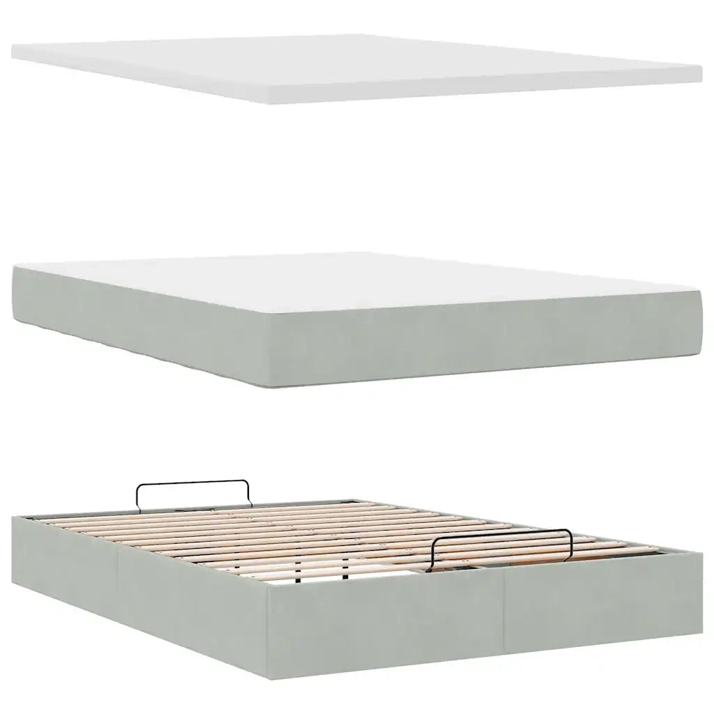 Struttura Letto Pouf con Materasso 140x190 cm Velluto 3311771