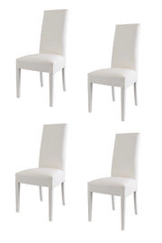 Set 4 sedie Luisa Tommychairs, struttura in faggio bianco, seduta e schienale imbottiti e rivestiti in pelle artificiale