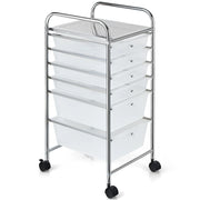 Carrello portaoggetti con 6 cassetti estraibili 37 x 74 x 32 cm utilizzo versatile design moderno ferro trasparente 20_0017514