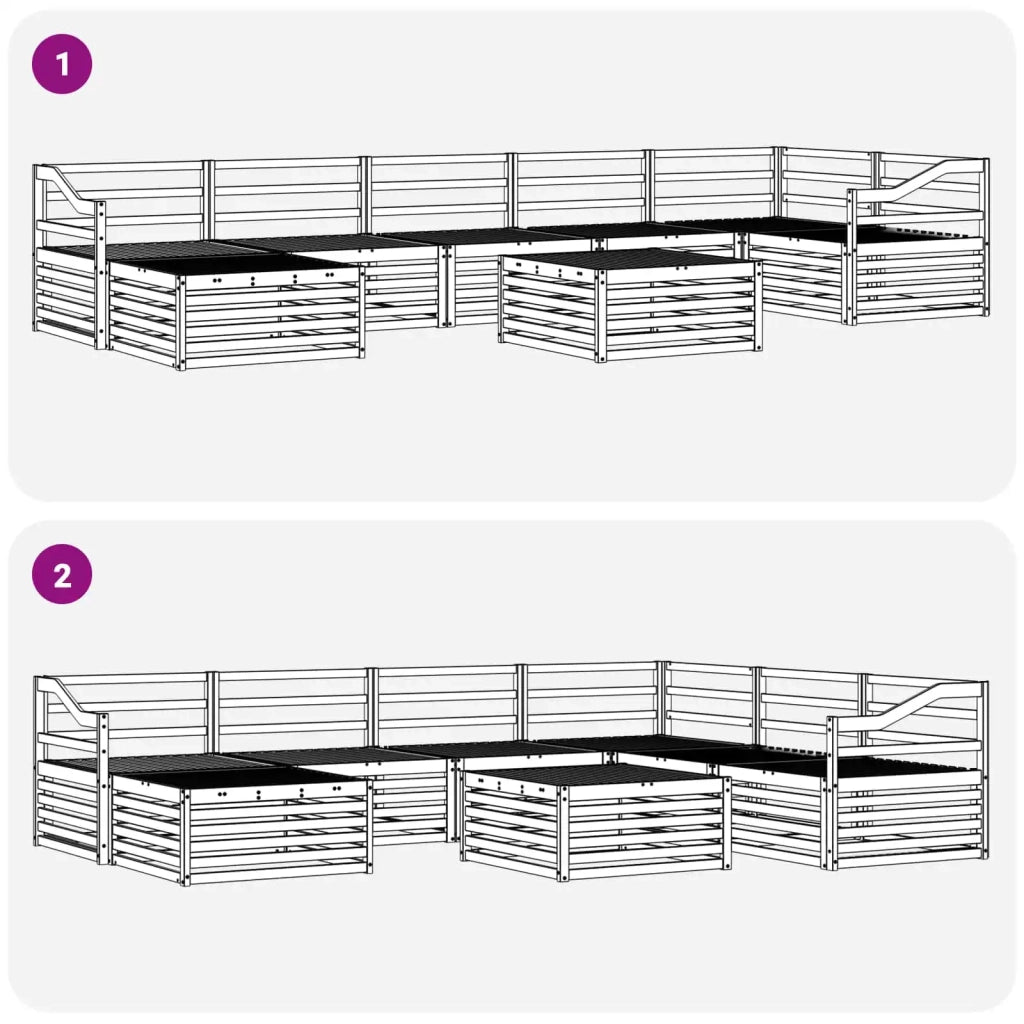 Set di divani da esterno 8 pcs Naturale
