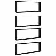 4 pz Mensole Parete | Mensola sospesa Cubo Rovere Nero 100x15x30 cm Multistrato