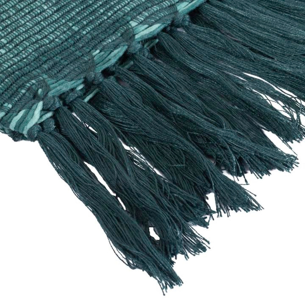 Coperta a quadri blu-verde con frange 130x170cm ANEVIK