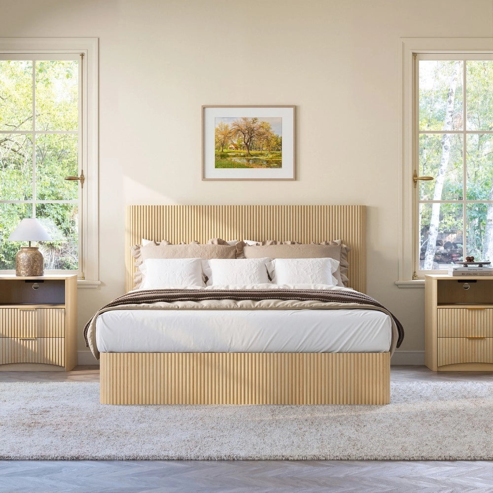 Letto Contenitore con Alzata Idraulica ¨C MINIMAL ¨C Rovere Chiaro, Doghe Massello, 160x200